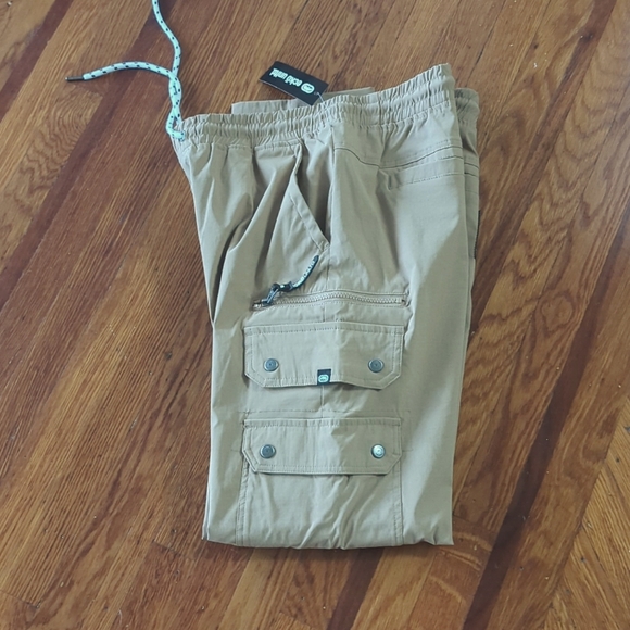 Men's Eckco Unlimited Tan Cargo Pants with Drawstring Size L - Picture 3 of 4